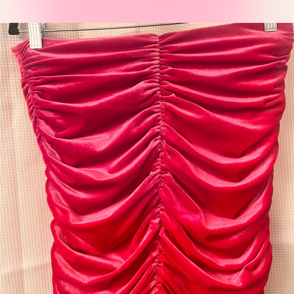 Zara Raspberry Red Ruched Crop Top